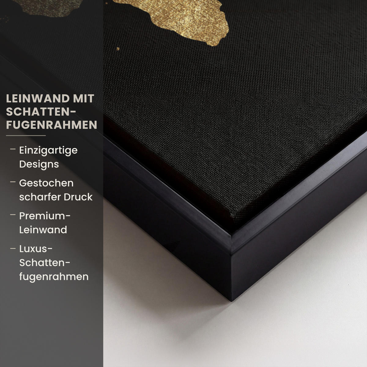 LEINWAND Bilder mit Rahmen - Weltkarte - Gold - Luxus - Erde - Schwarz - 30x40 - Goldfarben, Textil (30/40cm) - MuchoWow