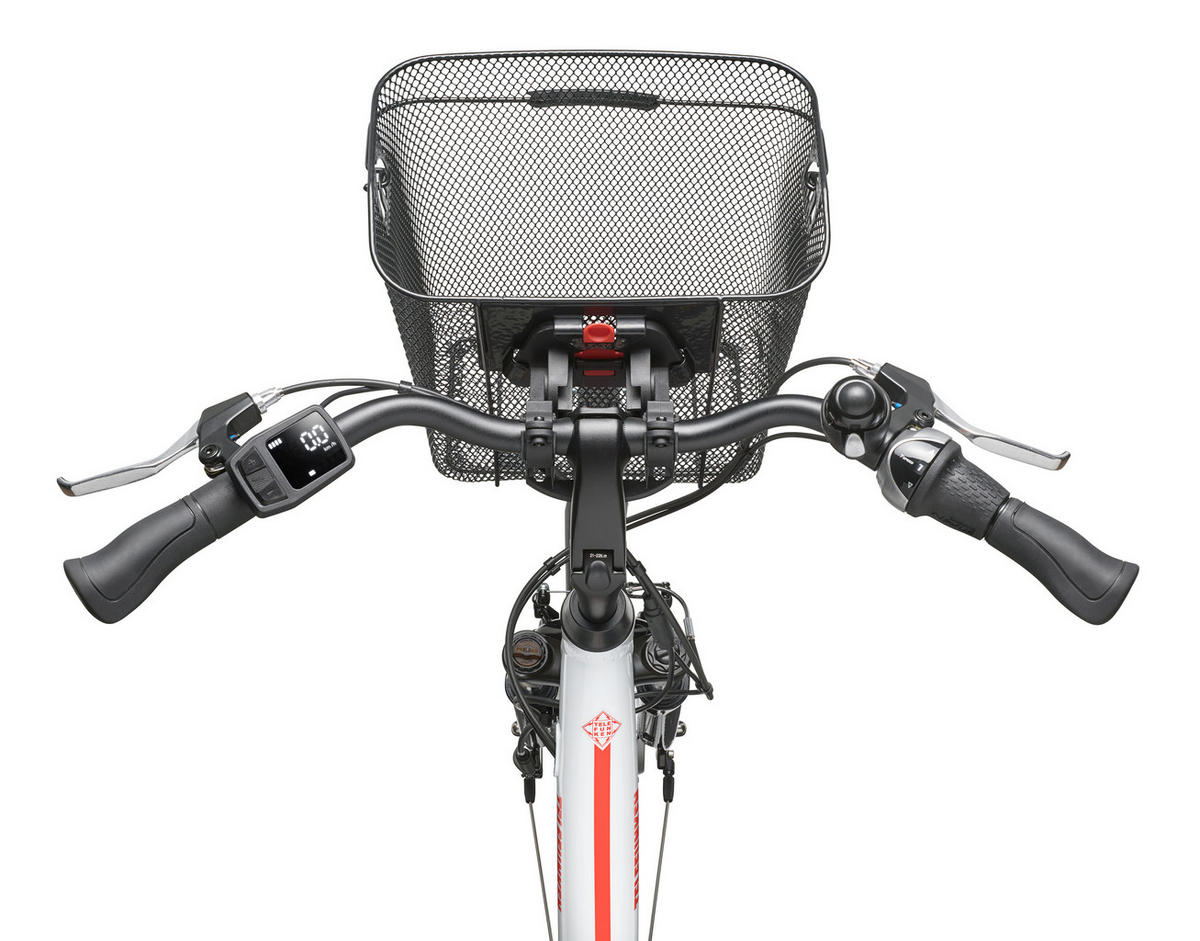 E-BIKE Cityrad Multitalent RC657 28 Zoll Elektrofahrrad 536,5 Wh Frontmotor 7-Gang-Kettenschaltung - Weiß, Metall (110cm) - Telefunken