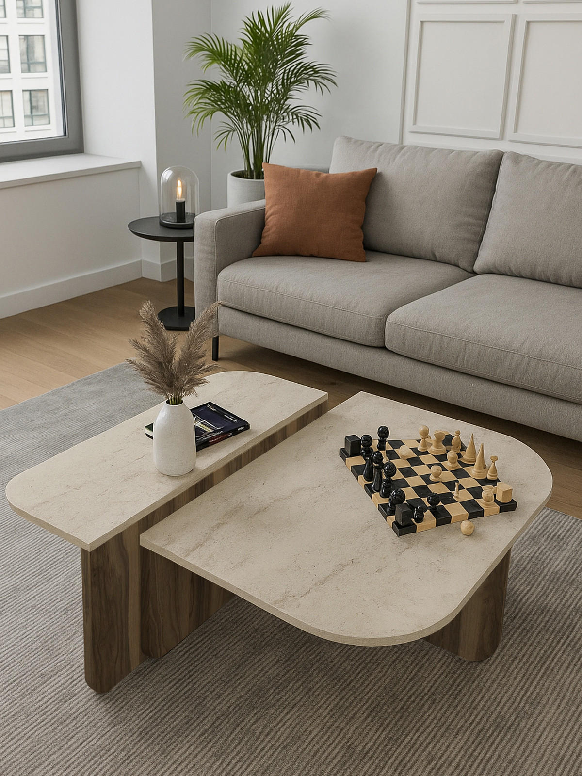 COUCHTISCH Luxe Beige Travertin Optik Braun 90x90 cm - Beige/Braun, Holzwerkstoff (90/90/33cm) - moebel17