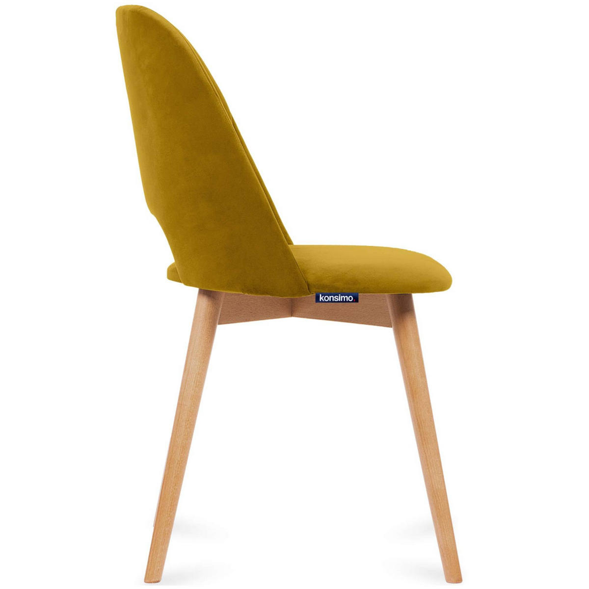 ESSZIMMERSTUHLE TINO 2-tlg Velours-Sitz, Gelb - Eichefarben/Gelb, Holz/Textil (48/86/44cm) - KONSIMO®