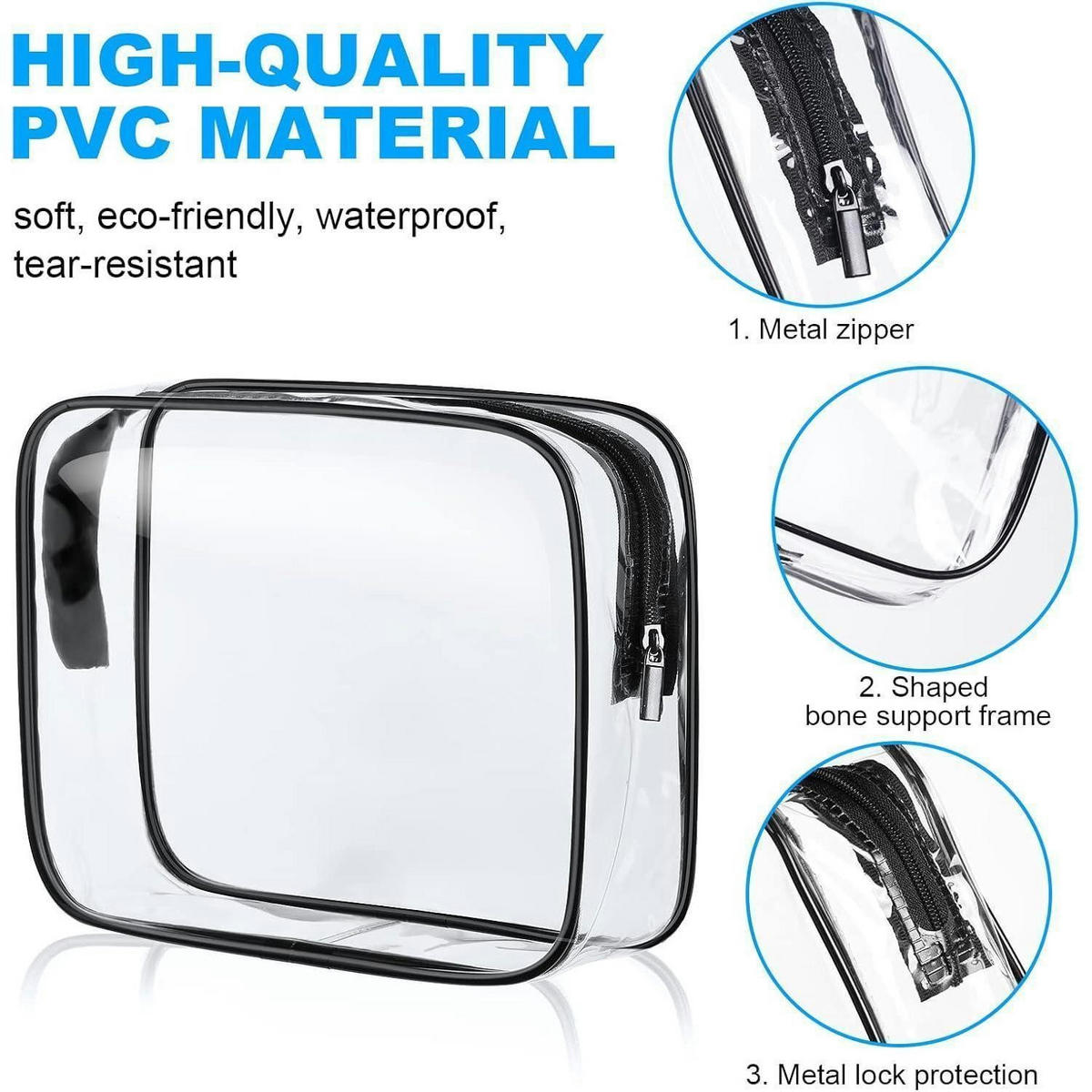 KULTURTASCHE 4-teiliges Set Transparent PVC - Transparent, Kunststoff (1/1/1cm)