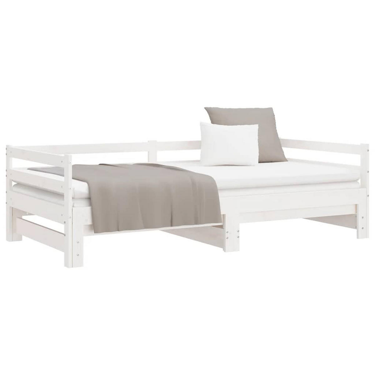AUSZIEHBARES Tagesbett Weiss Massivholz Kiefer 90/200 Cm - Weiß, Textil (90/200cm) - vidaXL