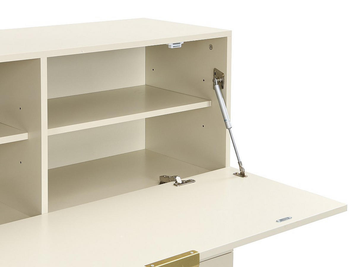 SEKRETÄR mit 2 Türen & 3 Schubladen - MDF & Metall - Beige - ERWIN - Beige, Holz (100/40/115cm) - Vente-Unique