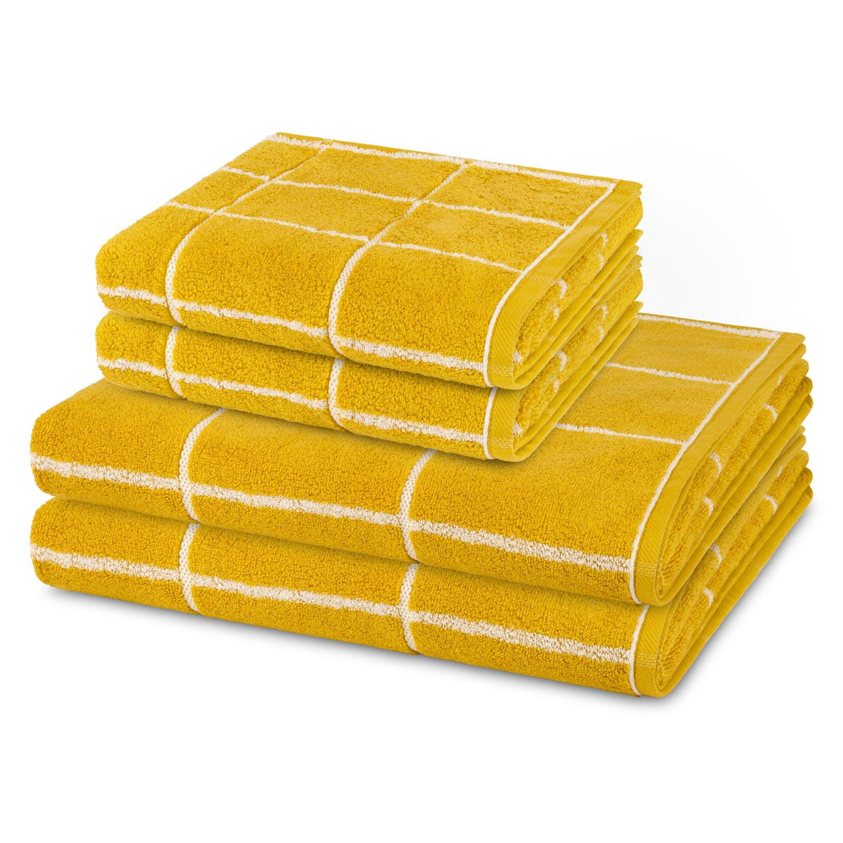 FROTTIERSET Sensual Skin Karo 4-teilig - Dunkelgelb, Textil (50/100cm) - Ross