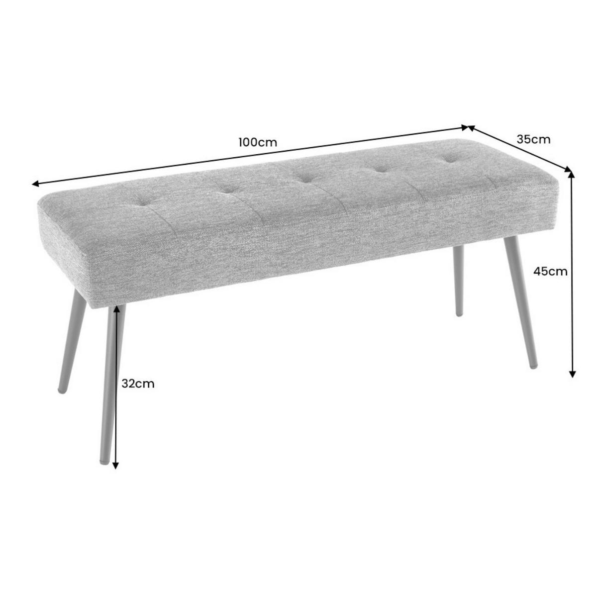 SITZBANK BOUTIQUE Samt Dunkelgrau, Schwarz 100 cm - Dunkelgrau, Textil (100/45/35cm) - riess-ambiente