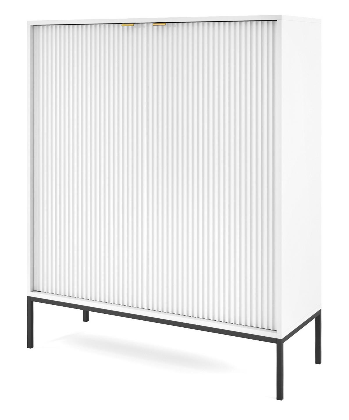 HIGHBOARD Vellore Weiß 104 cm - Goldfarben/Schwarz, Holzwerkstoff/Metall (104/125/39cm) - Selsey