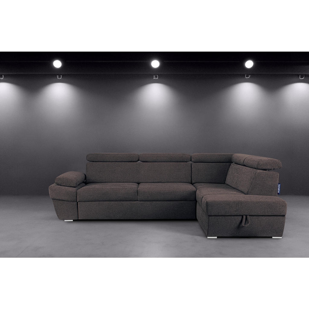 Thumbnail - Konsimo® Schlafecksofa, Grau, Schwarz, Textil, L-Form,L-Form, 270x190 cm, Hergestellt in Europa, Wohnzimmer, Sofas & Cou...