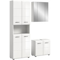 BADKOMBINATION Ice 135x185x30 cm weiß Hochglanz MDF 3tlg. - Weiß, Holz (135/185/30cm)