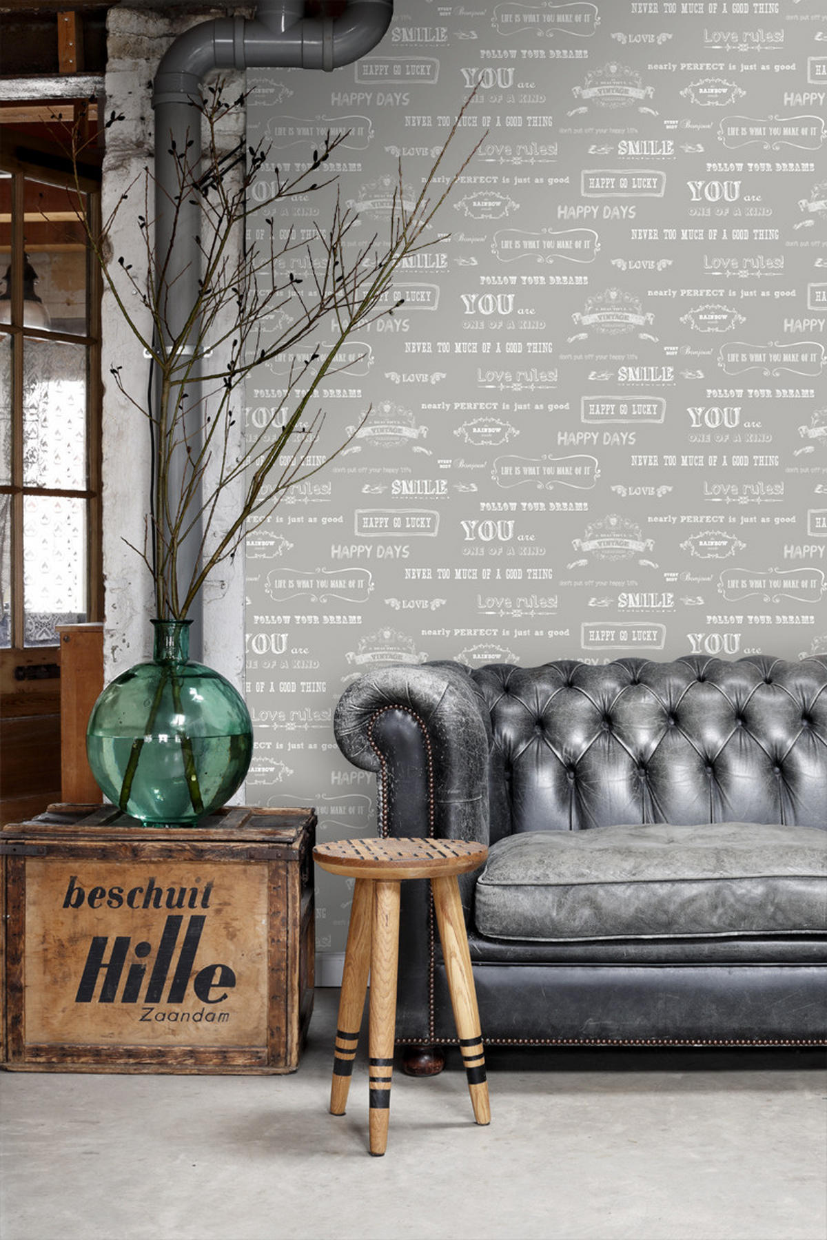 TAPETE Kreidetafel-Sprüche 53 cm x 10.05 m - Beige, Papier (53/1000cm) - ESTAhome