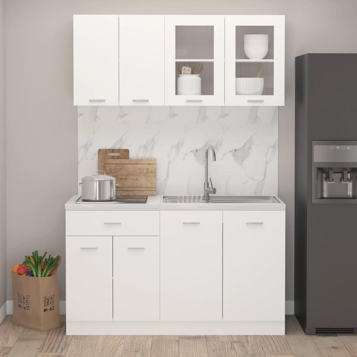 KÜCHENZEILE 4Er Set Lyon Weiss Holzwerkstoff - Weiß, Holzwerkstoff (80/81.5/46cm) - vidaXL