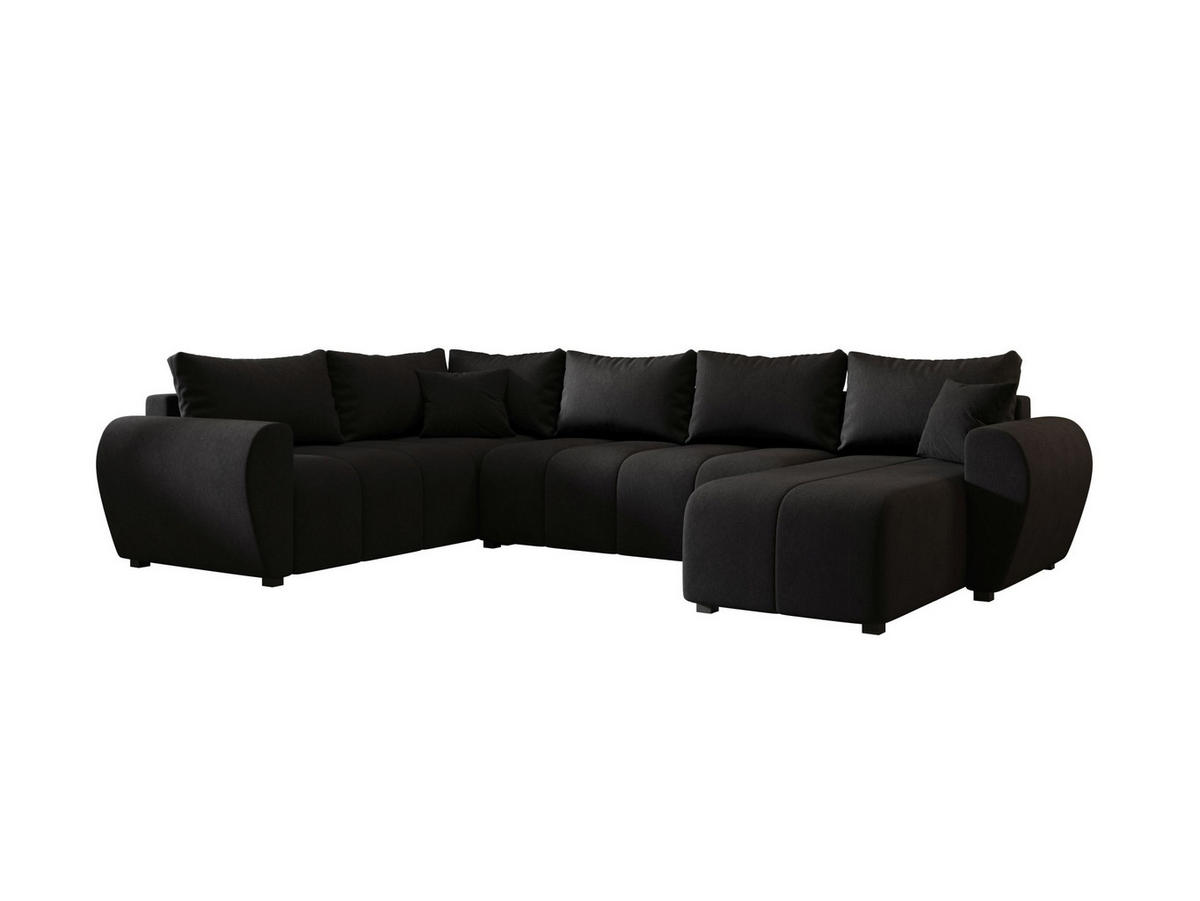 WOHNLANDSCHAFT MOLISA U PLUS Cosmic 100 Rechts mit Schlaffunktion - Schwarz, Textil (303/82/208cm) - Bedante