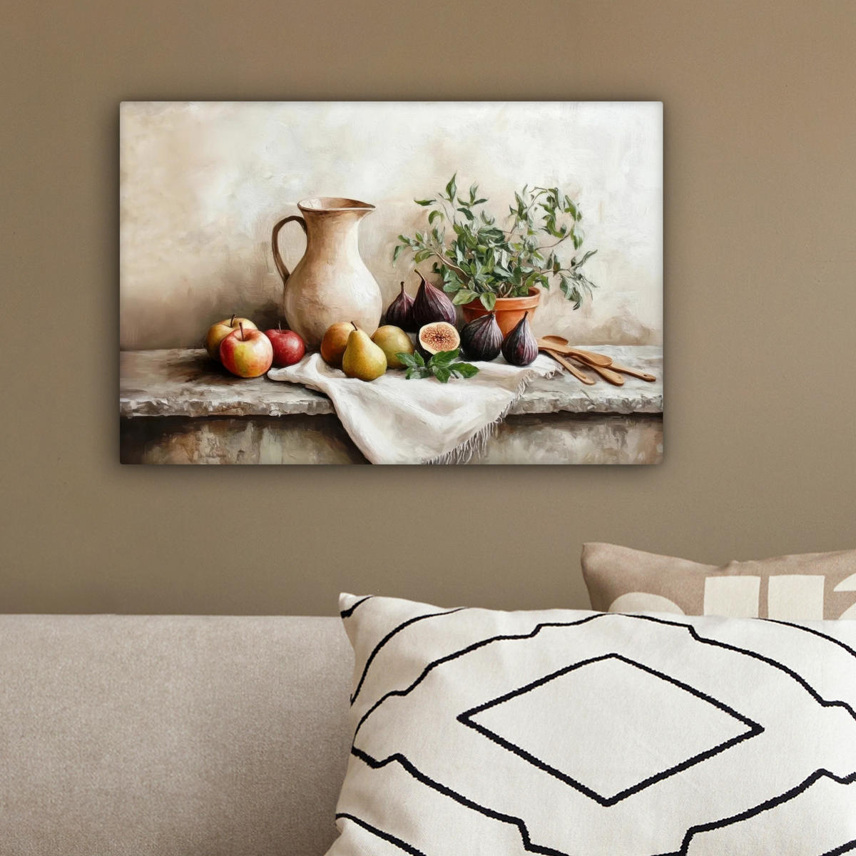 LEINWANDBILD Obst - Kräuter - Ländlich 30x20 cm - Naturfarben, Textil (30/20cm) - MuchoWow