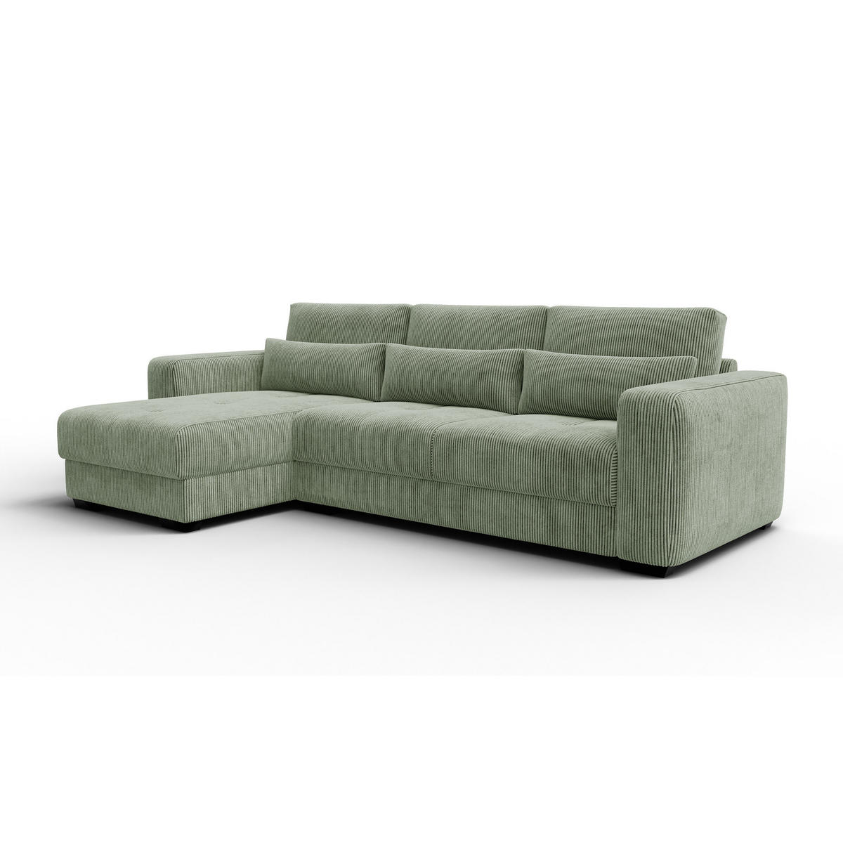 ECKSOFA OLI 4-Sitzer links, salbeigrün - Salbeigrün, Holz/Textil (295/172cm) - Courtois Laville