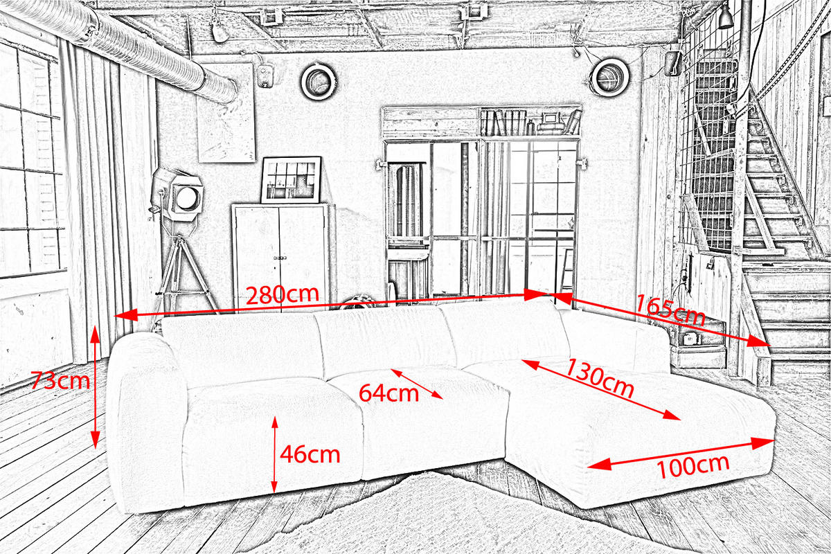 ECKSOFA VALAR Silber Webstoff - Silberfarben/Schwarz, Textil (280/165cm) - KAWOLA