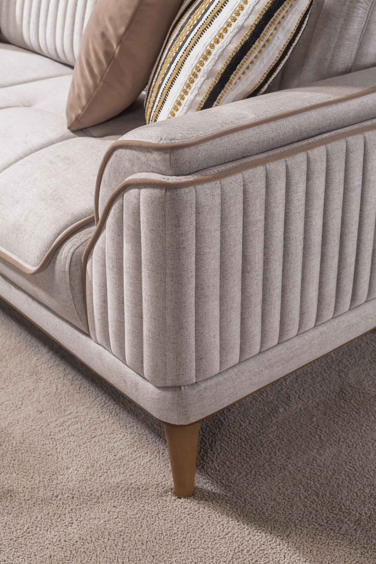 SITZGARNITUR Bond Creme Stellvariante:2+2 - Creme, Holz (187/85/100cm) - Villa Möbel