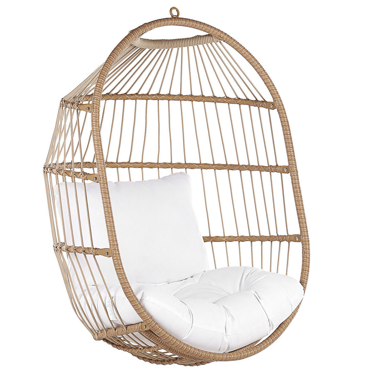 HÄNGESESSEL mit Gestell PE Rattan/Flechtseil natürlich 102 cm Alba - Beige, Kunststoff (102/200/102cm) - Beliani