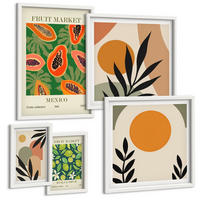 BILDER SET 5er Set - 50x50 cm & 20x30 cm & 40x60 cm Weißer Rahmen - Fruchtmuster der italienischen Kultur - Weiß, Kunststoff (40/60cm) - TULUP
