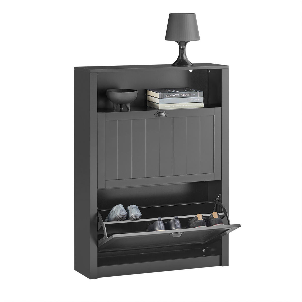 SCHUHSCHRANK Schwarz - Schwarz, Holzwerkstoff (80/110/24cm) - SoBuy