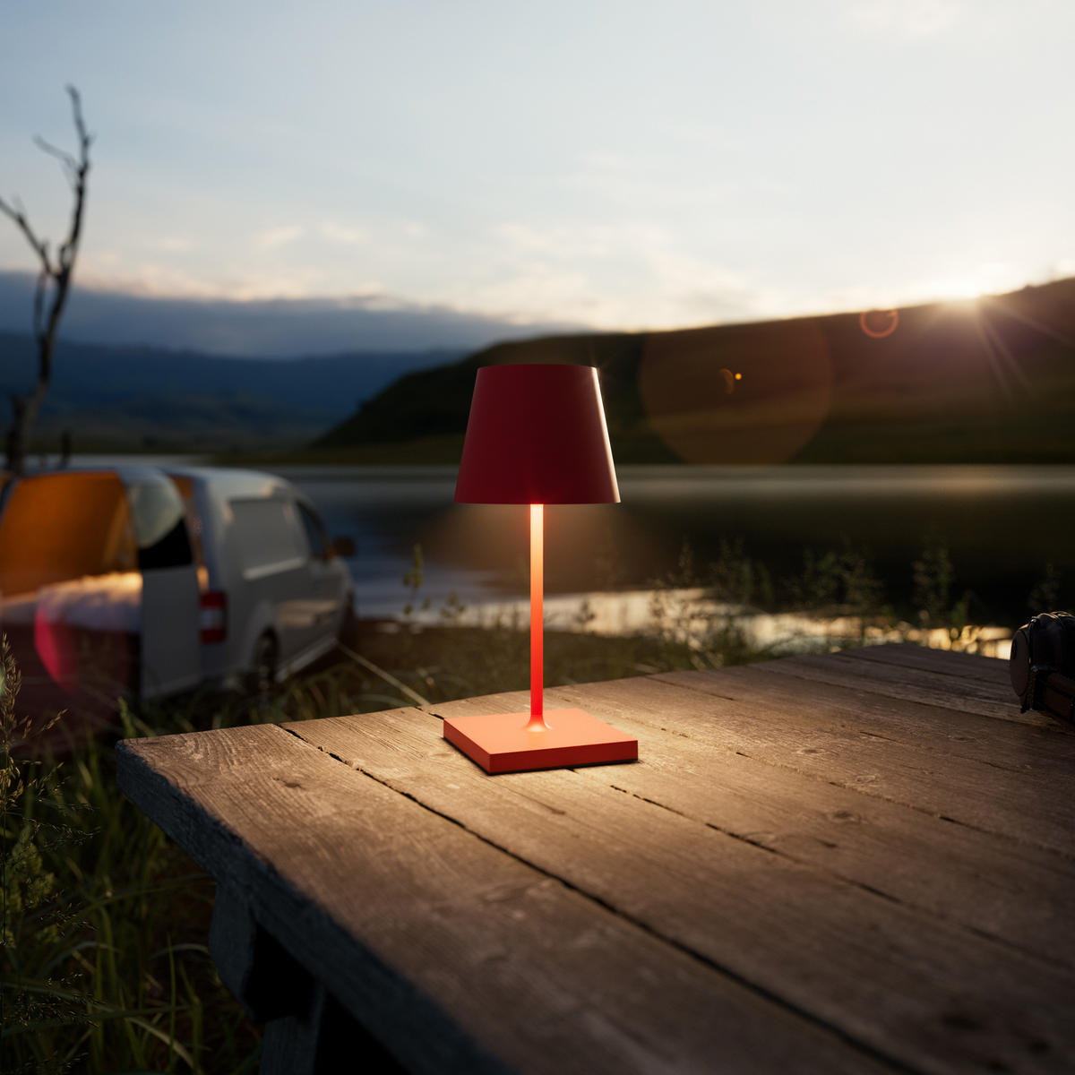LED Akku-Tischlampe, Nuindie mini 3.0 feuerrot - Rot, Metall (25/10/25cm) - Sigor