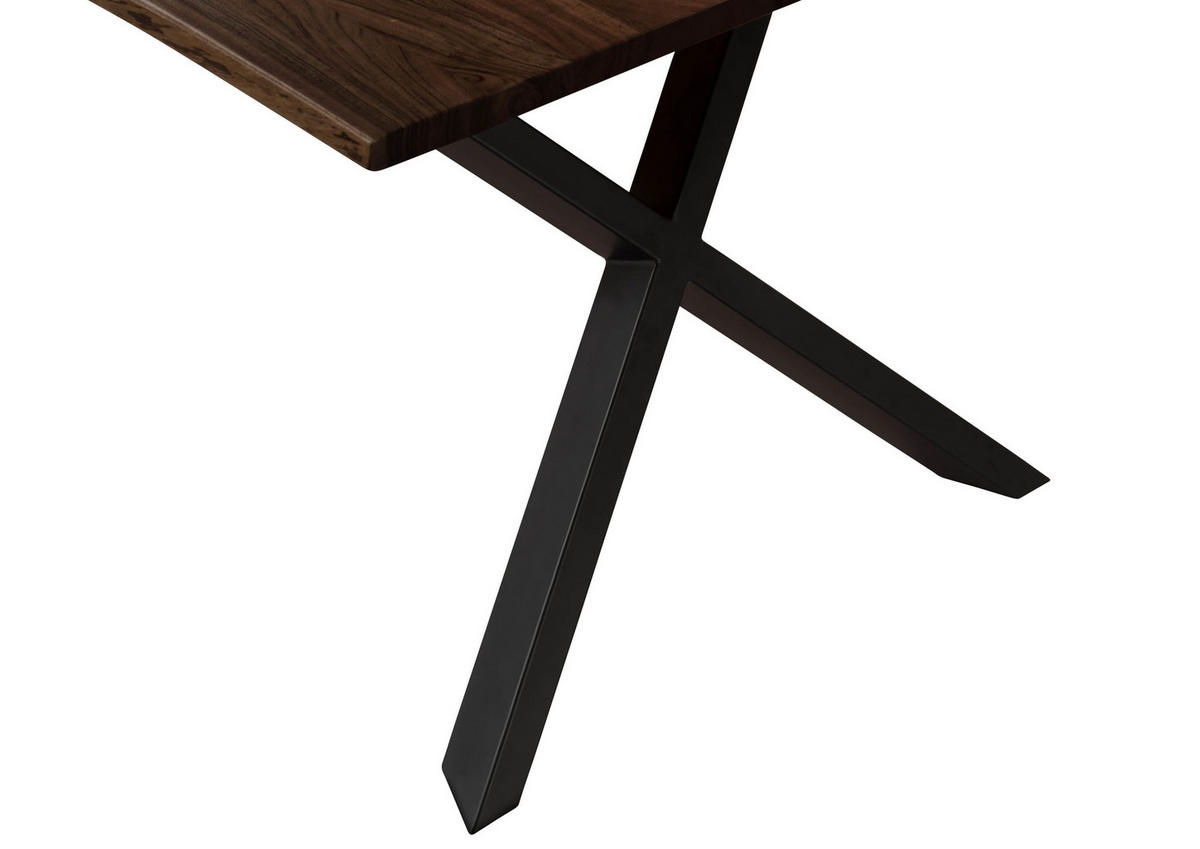 BAUMTISCH Akazie 160x90x75 braun lackiert / ausgestellte X-Beine anthrazit matt FREEFORM 3 - Anthrazit/Braun, Holz (160/90/75cm) - Massivmoebel24