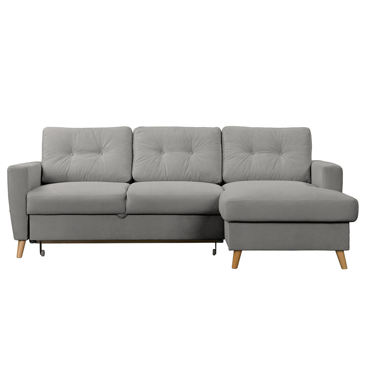 ECKSOFA mit Longchair - Braun/Grau, Holz/Textil (223/148cm) - home24