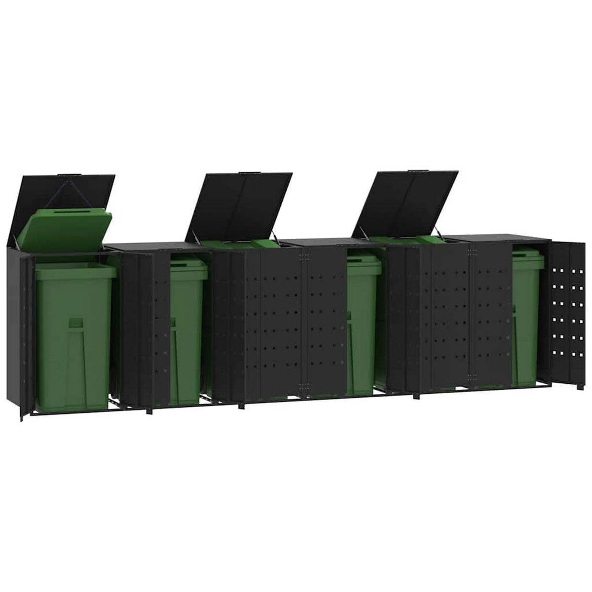 MÜLLTONNENBOX Gorilo für 6 Tonnen Schwarz 414x79x117 cm - Schwarz, Metall (414/117/79cm) - DELUKE