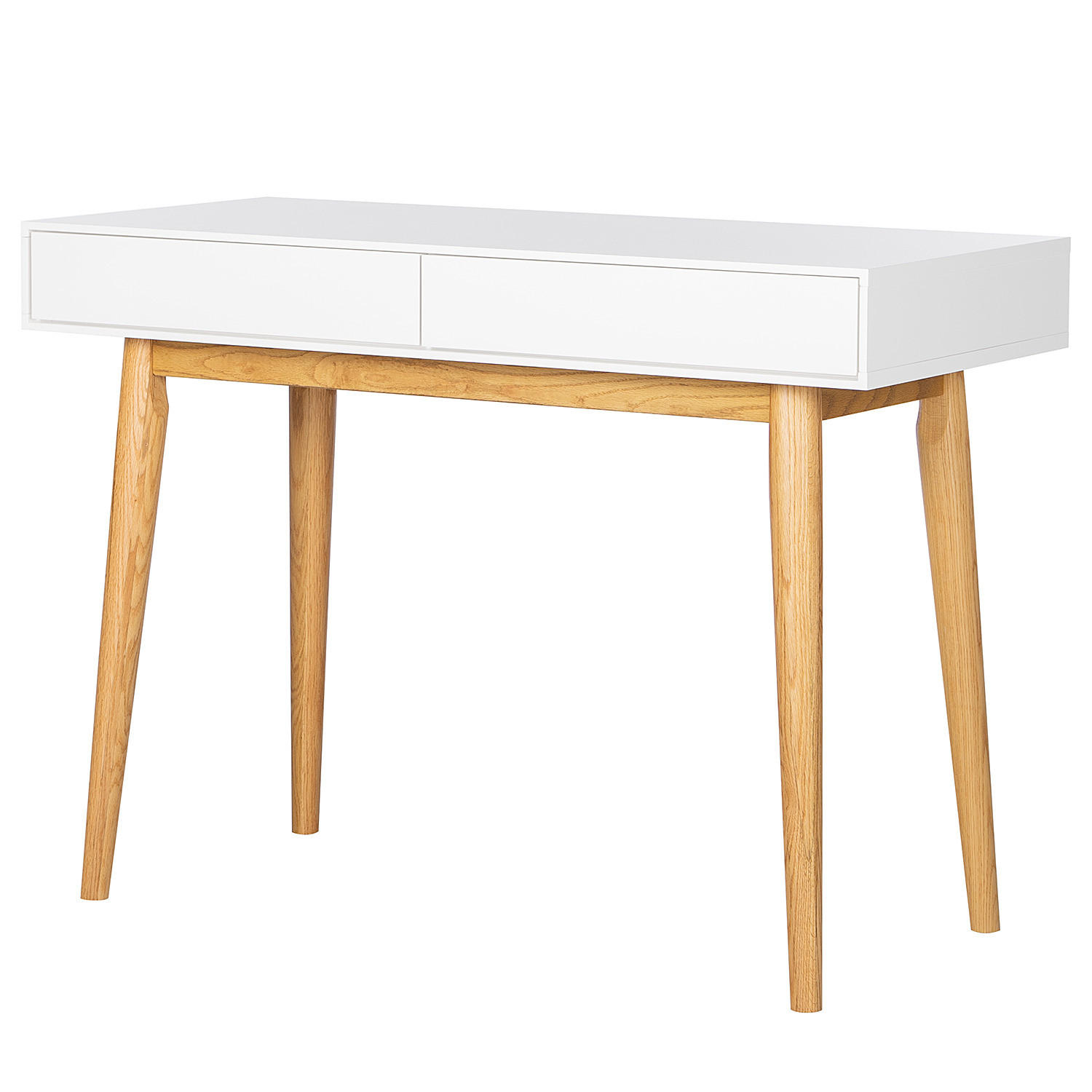 SCHREIBTISCH mit 2 Schubladen - Weiß / Eiche - Weiß, Holzwerkstoff (50/110/80cm) - home24