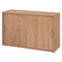 SCHIEBETÜRENSCHRANK - 2 Ordnerhöhen 40/120/74,8 cm in Nussbaumfarben Streifengriff (Kunststoff) - Nussbaumfarben, Holzwerkstoff (120/74.8/40cm) - bümö