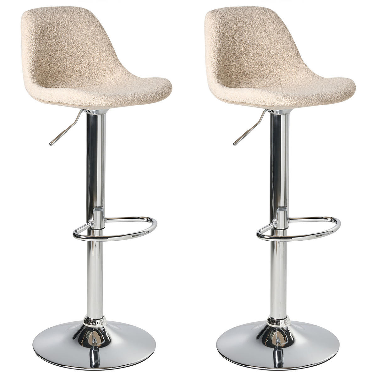BARHOCKER 2er-Set Bouclé drehbar Hellbeige Kahla - Beige/Silberfarben, Textil (39/80/42cm) - Beliani