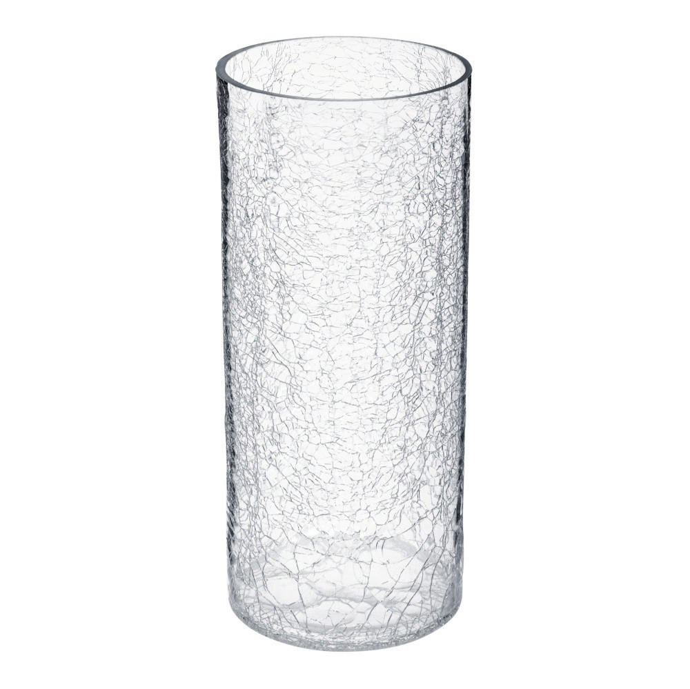 GLASVASE Crackle Motiv 13/13/30 cm - Transparent, Glas (13/30cm) - Atmosphera Createur d´interieur