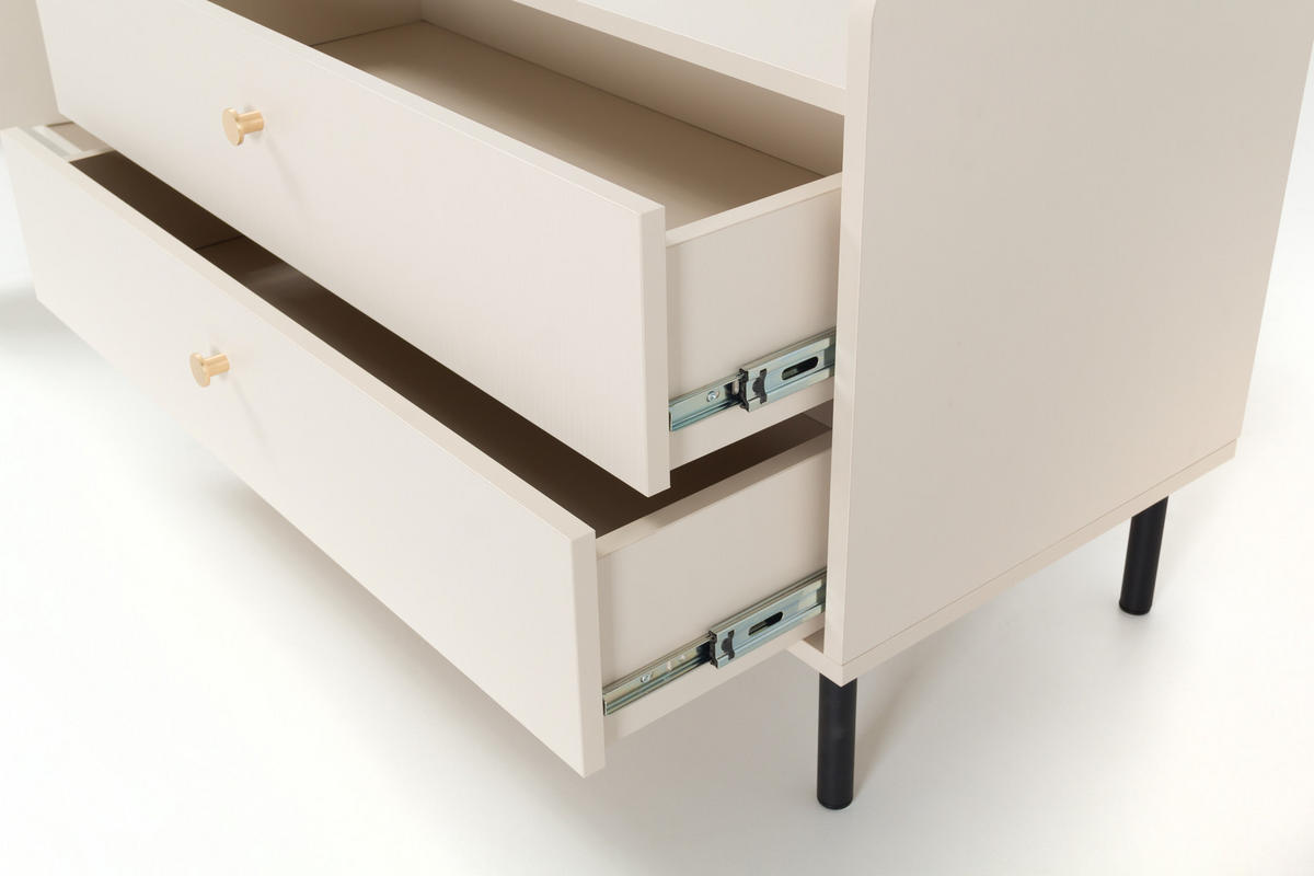 KOMMODE ASTREA 103,5/133/42cm mit 2 Schubladen 2 Türen Beige - Beige, Holzwerkstoff (103.5/133/42cm) - MASSENO