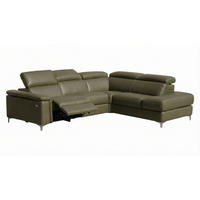 ECKSOFA Avenger Echtleder mit 1 x Relaxfunktion Olivgrün - Olivgrün, Leder/Metall (271/81/224cm)