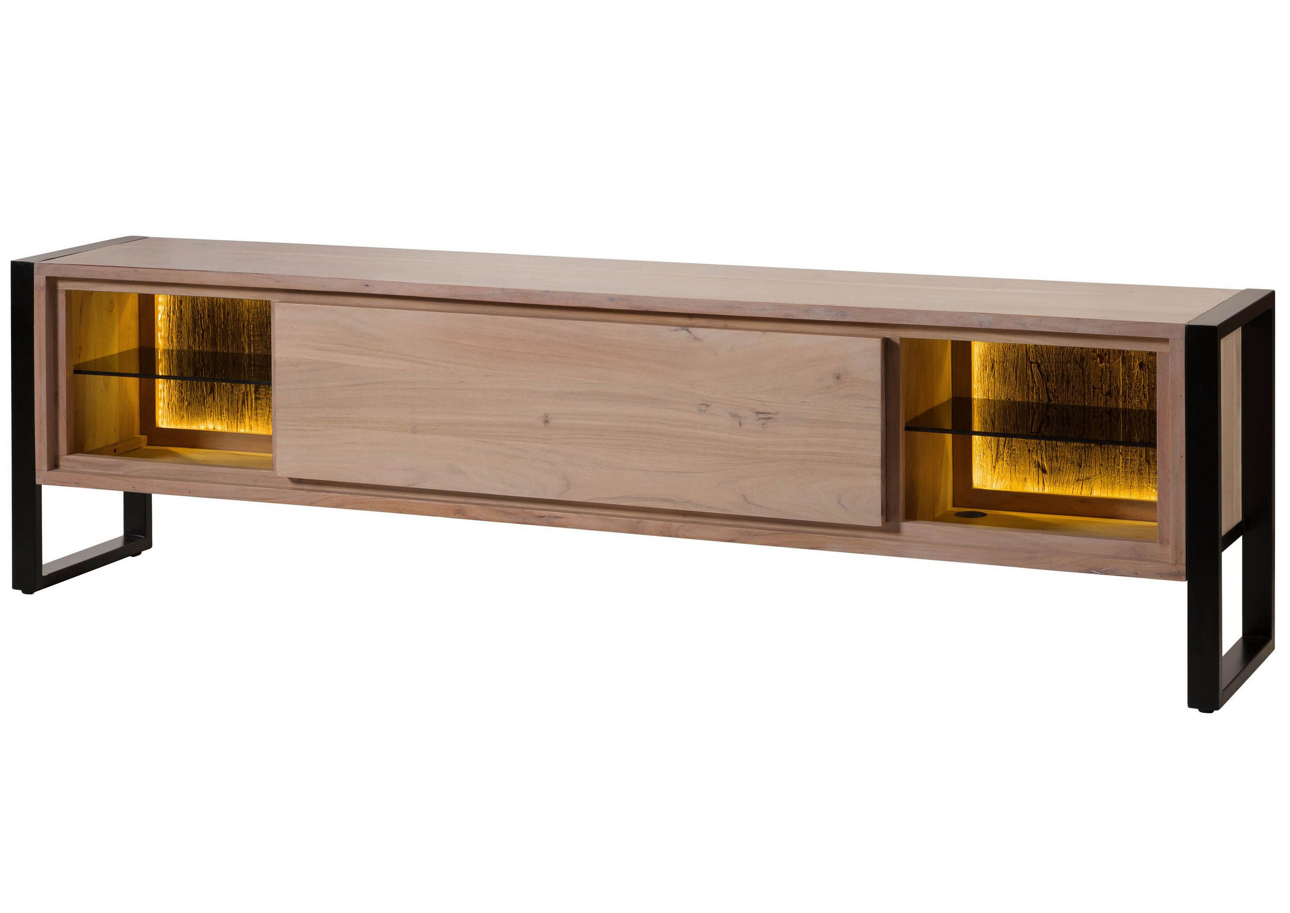 LOWBOARD Akazie / Altholz 220x40x60 natur lackiert DENVER #117 - Naturfarben, Holz (220/60/40cm) - Massivmoebel24