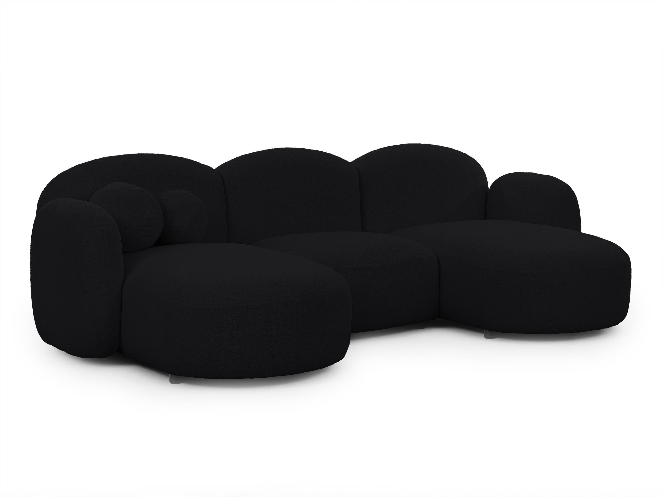 WOHNLANDSCHAFT Nuvola mit abgerundetem Design Schwarz Bouclé-Stoff - Schwarz, Holz/Kunststoff (268/80/146cm) - S-Style Möbel