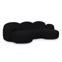 WOHNLANDSCHAFT Nuvola mit abgerundetem Design Schwarz Bouclé-Stoff - Schwarz, Holz/Kunststoff (268/80/146cm) - S-Style Möbel