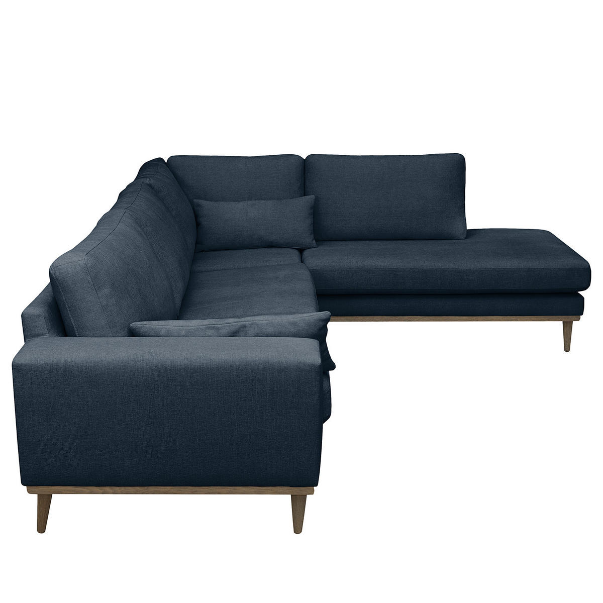 ECKSOFA mit Ottomane - Eichefarben/Dunkelblau, Eichenholz/Textil (287/219cm) - home24