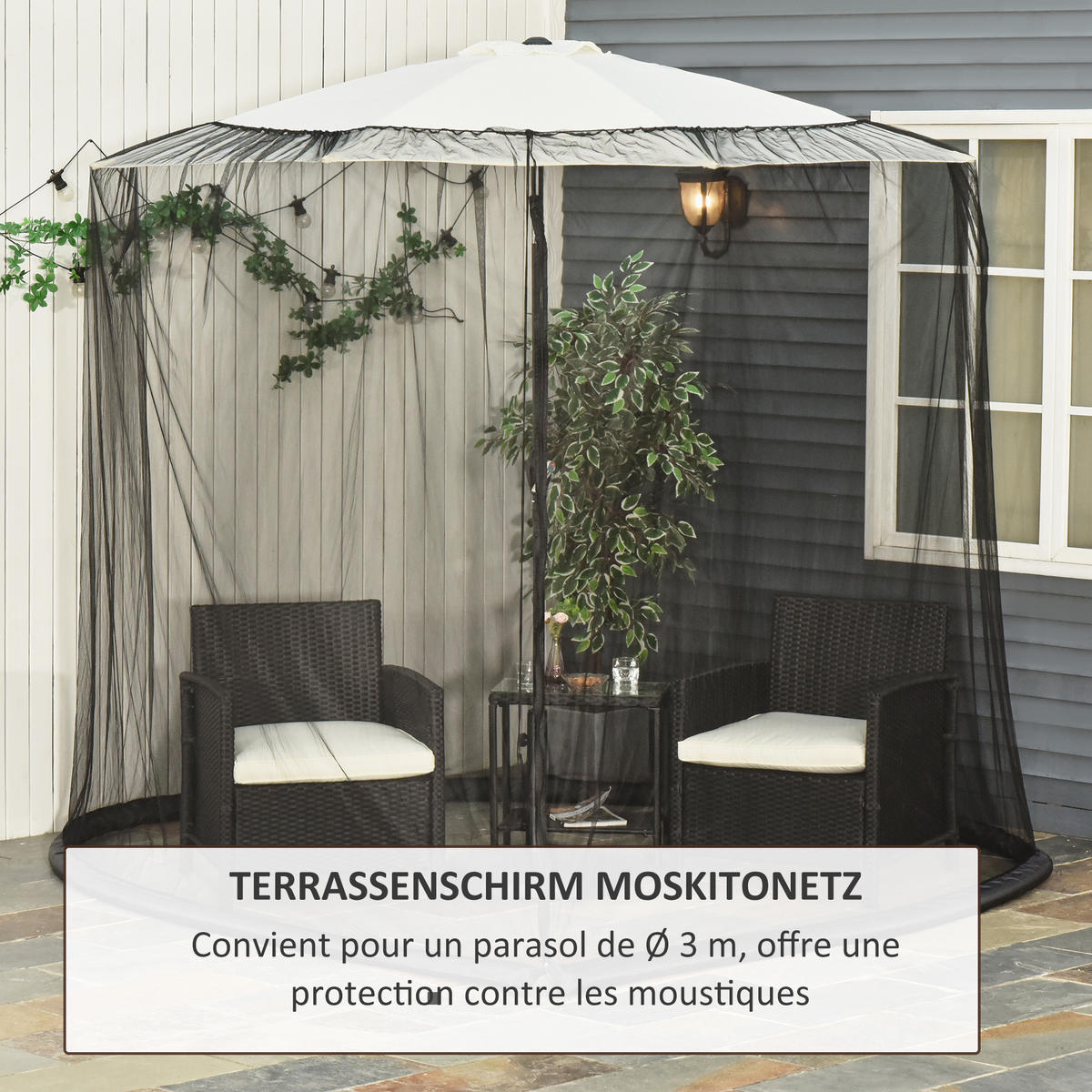 MÜCKENNETZ DE-05655 Mit Reißverschluss Schwarz - Schwarz, Kunststoff (300/300cm) - ComfortXL