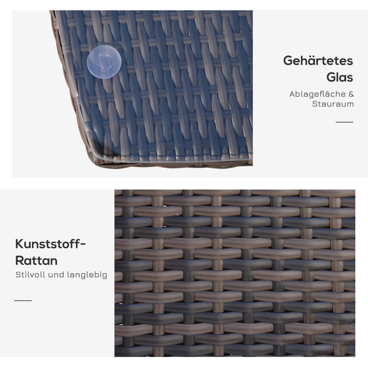 GARTENMÖBEL Set, Metall, PE-Rattan Braun - Braun, Metall - Outsunny
