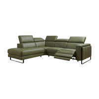 ECKSOFA Marchesi Echtleder mit 1 x Relaxfunktion Olivgrün - Olivgrün, Leder/Metall (220/80/257cm)