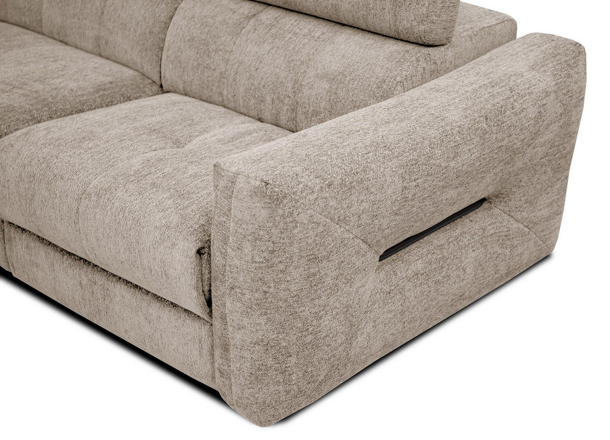 SOFA CALVERA 3-Sitzer mit 1 Relaxfunktion, ecru - Ecru, Holzwerkstoff/Textil (204/79/106cm) - Courtois Laville