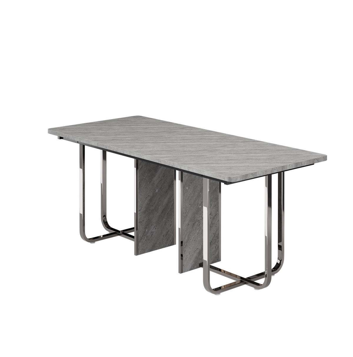 ESSTISCH rechteckig 180 x 80 cm MDF Grau Metallgestell - Grau, Metall (180/80/75cm) - Meubliv