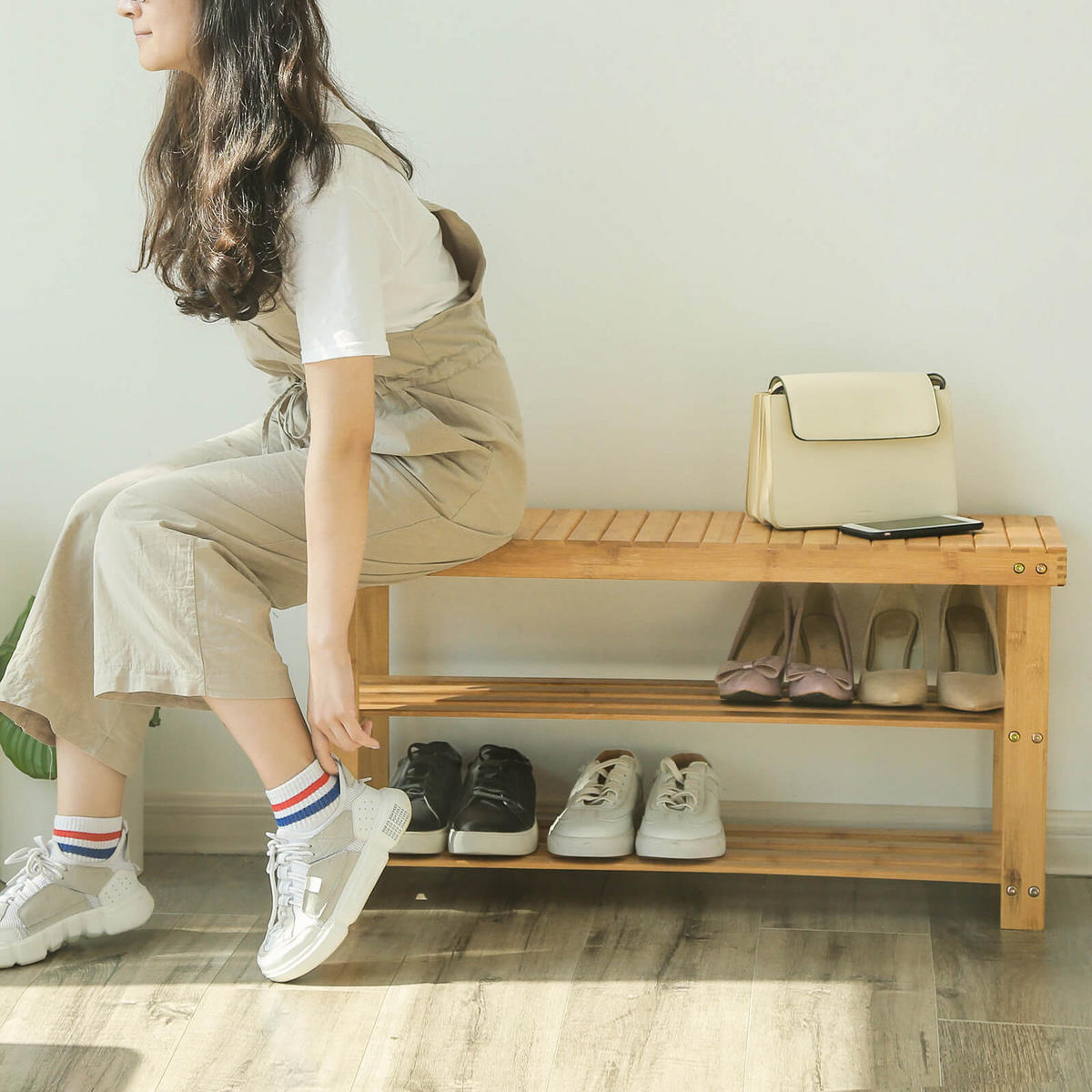 SITZBANK - Eukalyptusholzfarben, Holz (45/28/90cm) - Hansiro