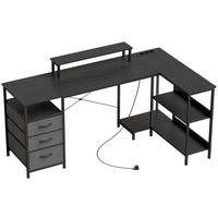 L-FÖRMIGER-SCHREIBTISCH Spanplatte Stahl Schwarz - Schwarz, Holzwerkstoff/Textil (170/100/91cm) - HOMCOM