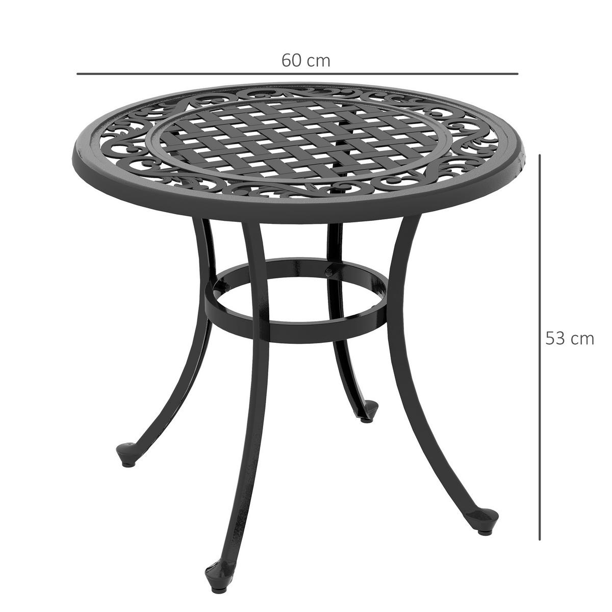 GARTEN BEISTELLTISCH, Schwarz,Aluminium - Schwarz, Metall (60/60/53cm) - Outsunny