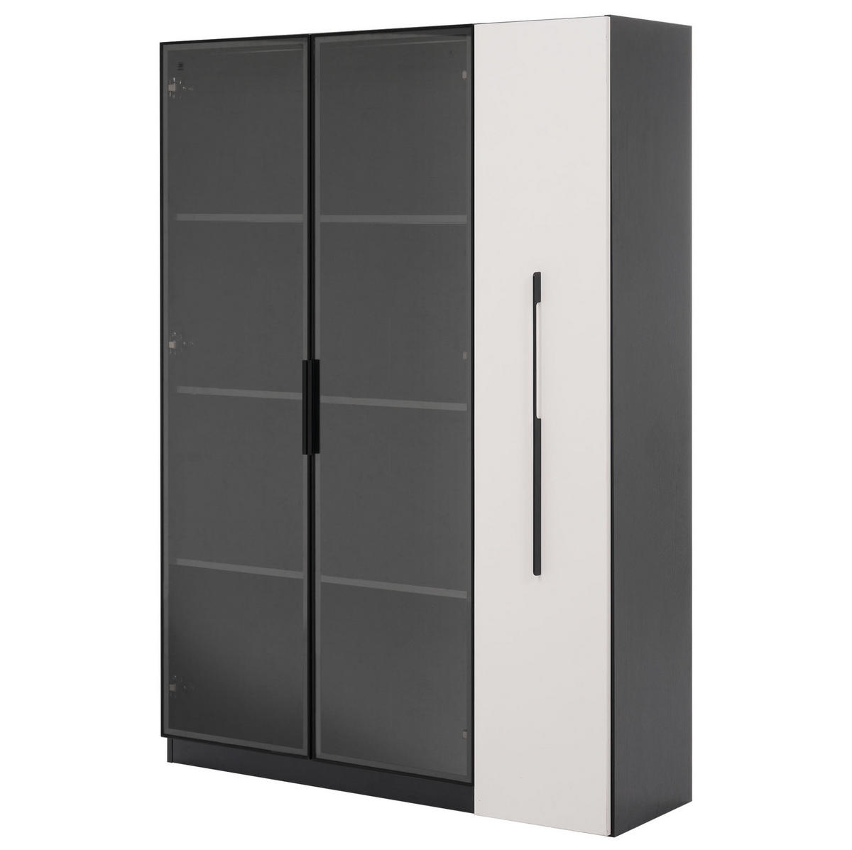 VITRINA 110,5/35/160 cm crna/bijela od MDF-a i stakla s LED rasvjetom i bočnim izvlačenjem - crna, drvni materijal (110.5/160/35cm) - OKWISH