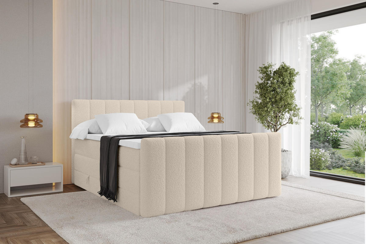 BOXSPRINGOVÁ POSTEL s matrací H3/H4 - OTTA-Z KING - 120x200 cm Tmavě béžová - kapučínová, kompozitní dřevo (120/200cm) - ALTDECOR