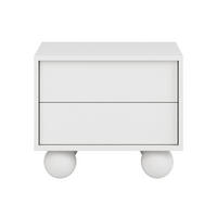 NACHTTISCH Adel mit 2 Schubladen und runden Füßen, 54 cm, Griffloss, Weiß - Weiß, Holzwerkstoff (54/35/38cm) - Beautysofa
