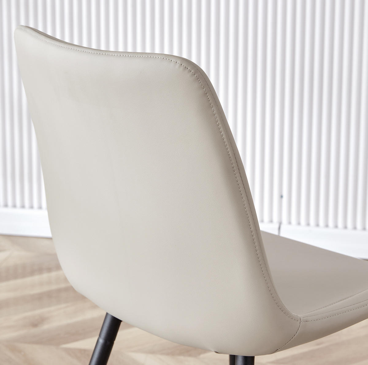 ESSZIMMERSTUHL 4er-Set mit Rückenlehne Kunstleder Warmgrau Metall Schwarz - Beige, Metall (47/83/50cm) - Meubliv
