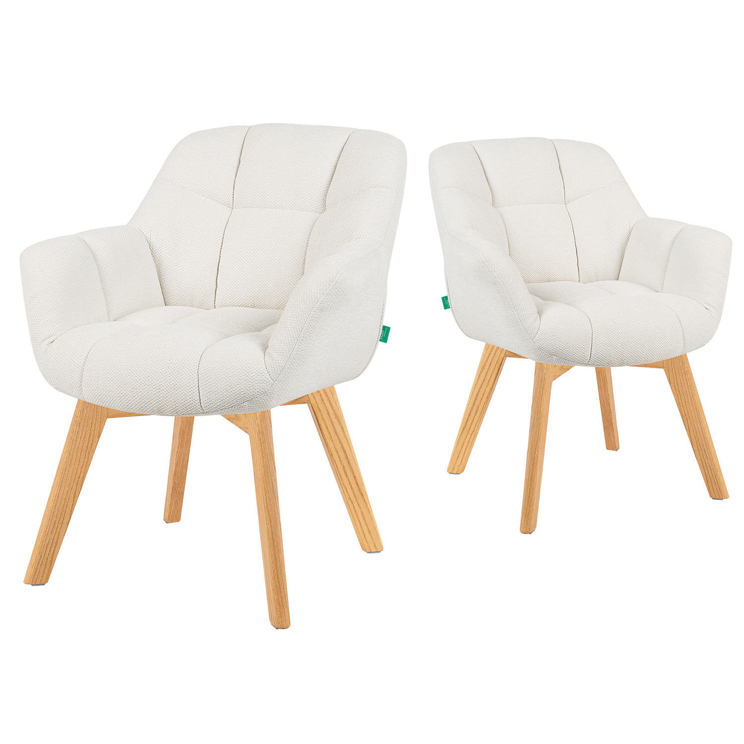 ESSZIMMERSTUHL Mika-Ava 2er-Set - Honigeiche/Creme, Eichenholz/Holz (65/81/66cm) - DUBI Möbel