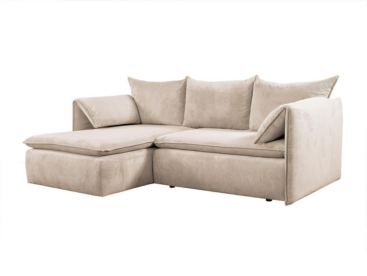 ECKSOFA mit Schlaffunktion - Ecke Links - Feincord - Beige - TEODORA - Beige, Textil (230/166cm) - Vente-Unique